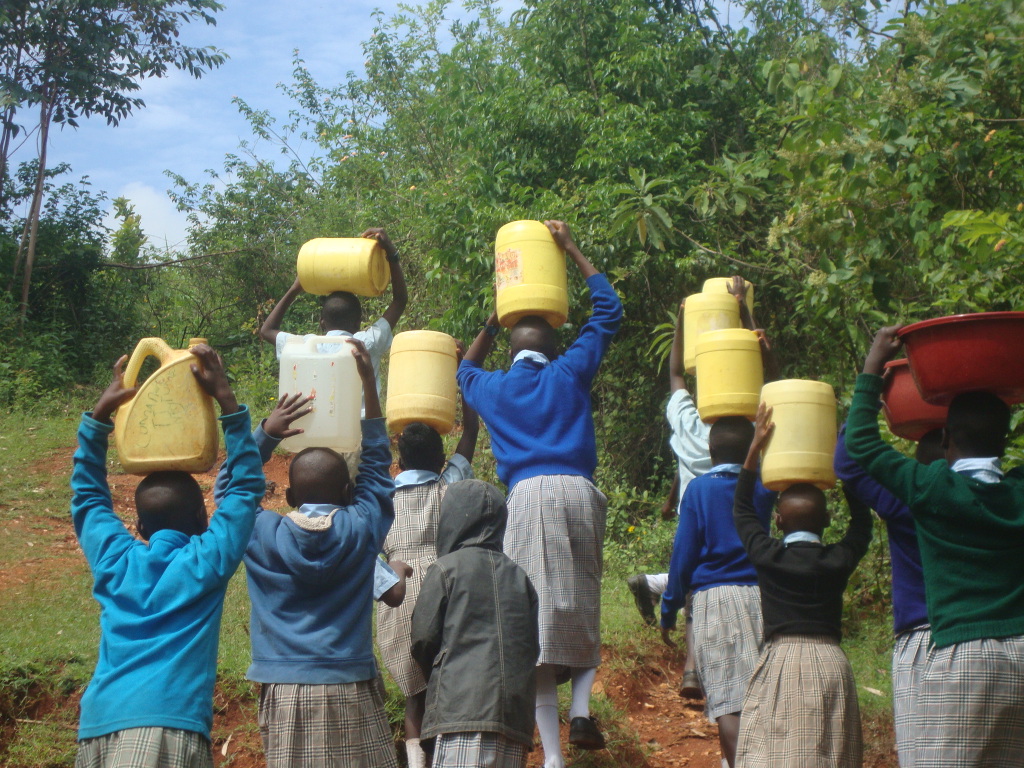 Kids With Water Walking